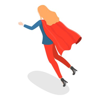 Üç boyutlu Isometric Flat Kahraman Kişiler Seti, Süper Kahraman İş Adamları Çeşitli Pozisyonlar. Madde 3