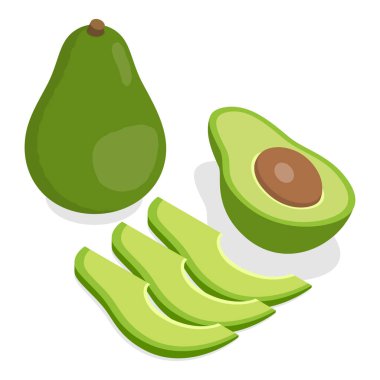 Üç boyutlu Isometric Düz Vektör Taze Dilimlenmiş Sebzeler, Sağlıklı Yemek. Madde 8