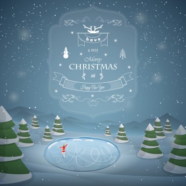 Kış Noel manzara vektör çizim.