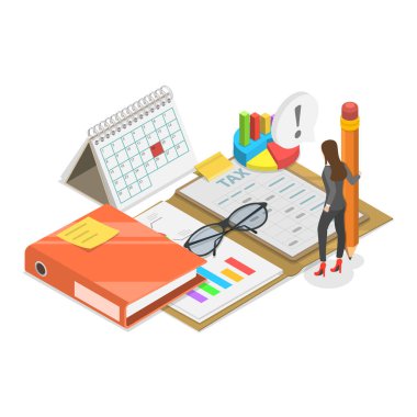 Müşteri İlişkileri Yönetimi, İş Finansmanı Konseptlerinin 3D Isometric Flat Vektör İllüstrasyonu. Madde 1