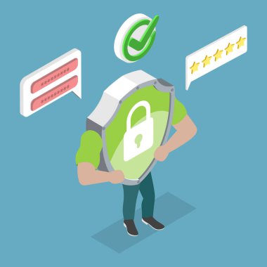 Güçlü Güvenliğin Üç Boyutlu İsometrik Düz Vektör İlülasyonu, Sıkı Koruma, Maksimum Güvenlik İçin Gelişmiş Tedbirler