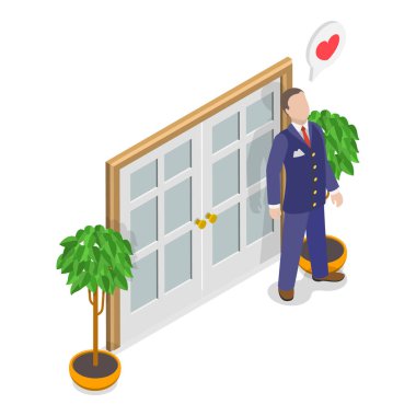 Restoran Personeli Karakterlerinin 3D Isometric Flat Vektör İllüstrasyonu, Profesyoneller Takımı. Madde 1