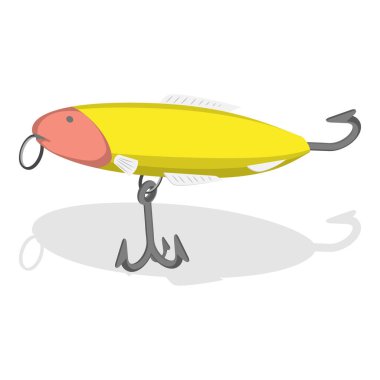 3D Isometric Düz Vektör Balık Yemi Koleksiyonu, Balıkçı Takımları ve Yapay Balıklar. Madde 5