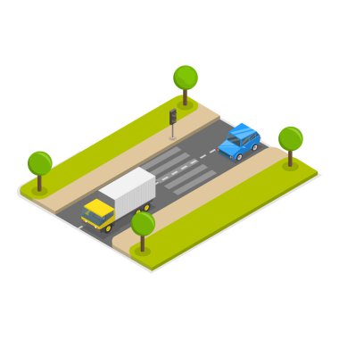 Şehir Taşımacılık 'ın 3D Isometric Düz Vektör İlüstrasyonu, Şehir Trafiği Ayarları. Madde 2