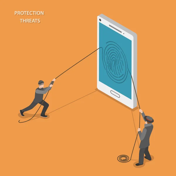 Protection threats isometric flat vector concept. — Stock Vector