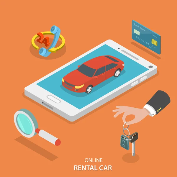 Online rental car service vector concept. — Stock Vector
