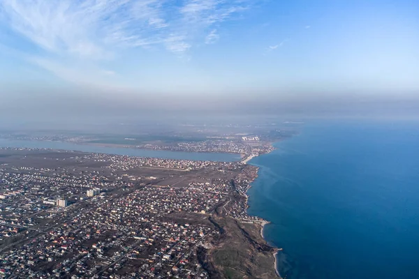 Вид Село Фонтанка Узбережжі Чорного Моря Біля Одеси Фото Вертольота — стокове фото