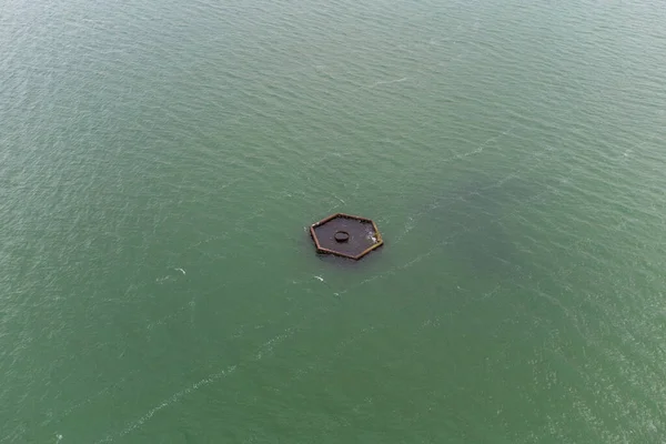 Toma Tuberías Agua Mar Hexagonal Vista Aérea — Foto de Stock