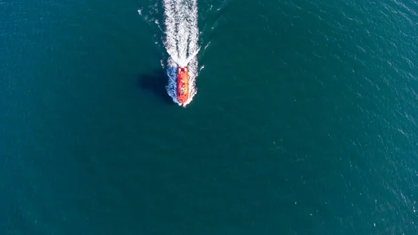 Barco Piloto Mar Área Água Porto Vista Aérea — Fotografia de Stock