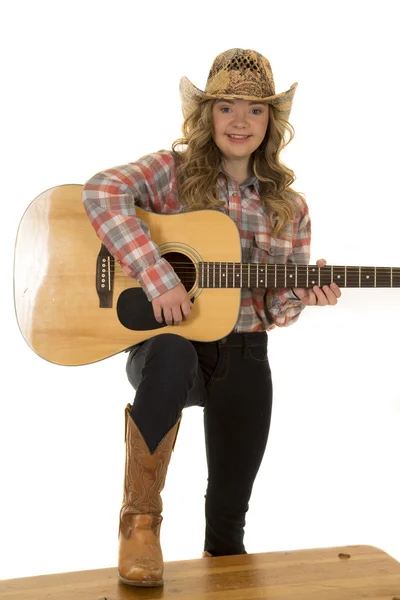 Cowgirl guitar playing — Stock Photo, Image