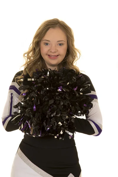 Uśmiech cheerleaderka z pom — Zdjęcie stockowe