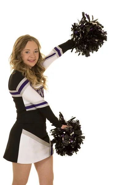 Cheerleader angles arms up Stock Picture