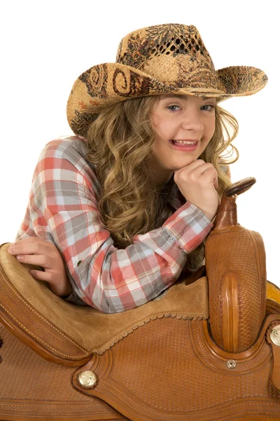 Saddle girl with big smile — Stock Photo, Image