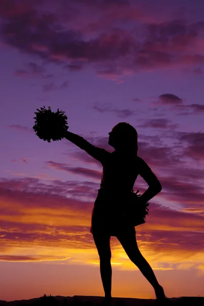 Silhueta de cheerleader com braços angulados — Fotografia de Stock