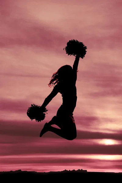 Silhouette di ragazza cheerleader — Foto Stock