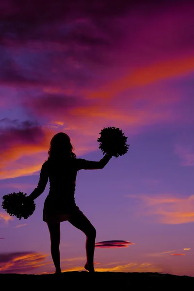 Silhouette di cheerleader all'aperto — Foto Stock