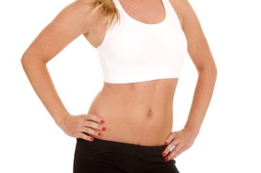 kadın fitness beyaz spor sutyen vücut kapat