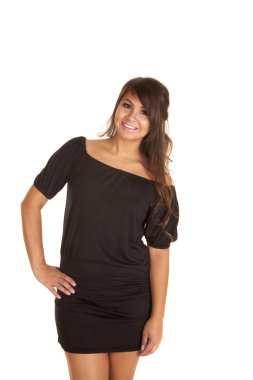 gülümseme ile kısa elbiseli kadın