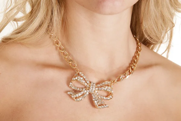 Diamond bow necklace — Stock Photo, Image