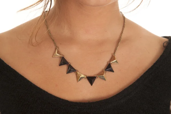 Gold black triangle necklace — Stock Photo, Image