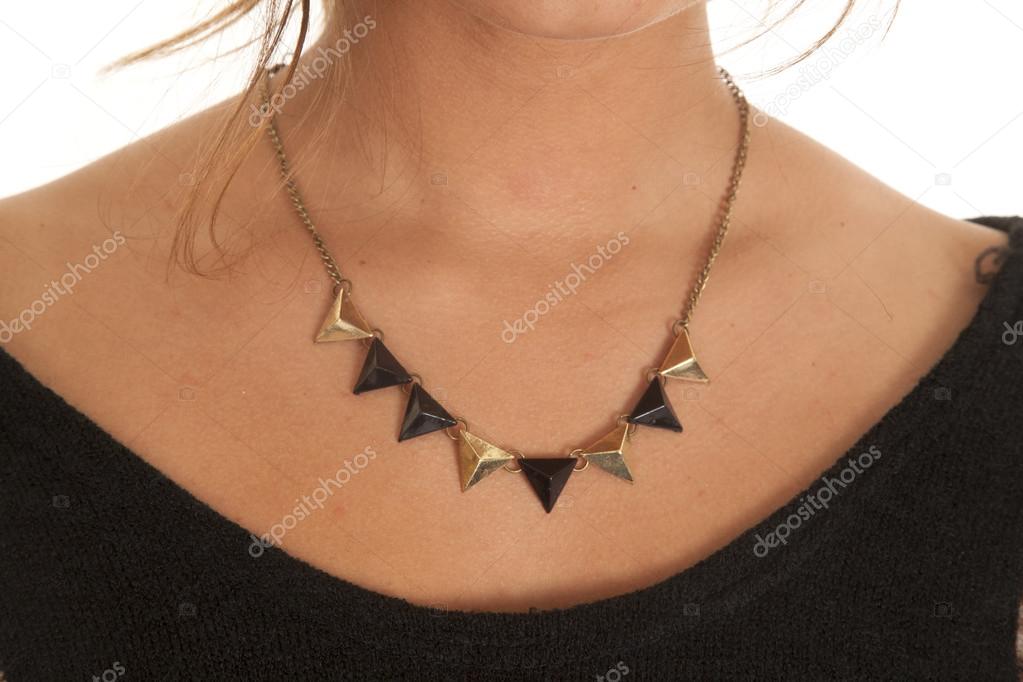 gold black triangle necklace