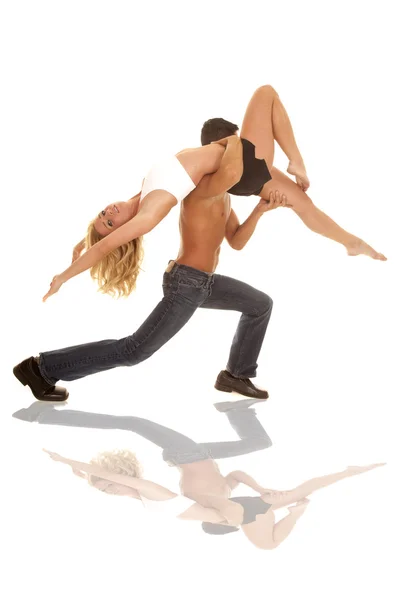 Man is lifting womanin a dance pose — Stock Photo, Image