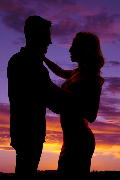 Silhouettes of  couple dancing together — Stock Photo, Image