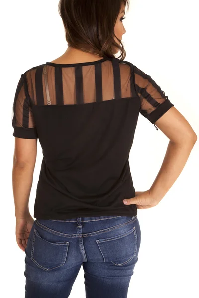 Woman in black top — Stock Photo, Image