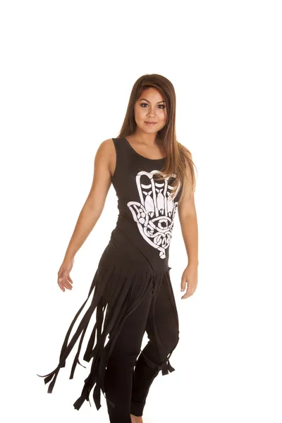 Black tank white fringe — Stock Photo, Image