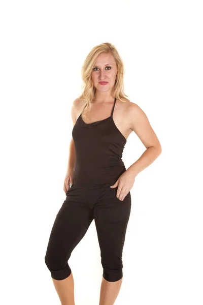 Black tank and crop leggins — Stock Photo, Image