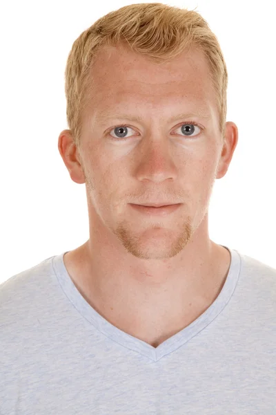 Blond man light colored shirt head shot — Stock Photo, Image