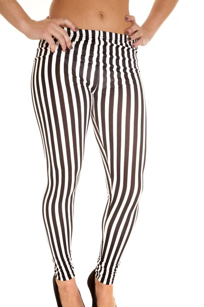 Woman in white stripe leggings — Stock Photo, Image