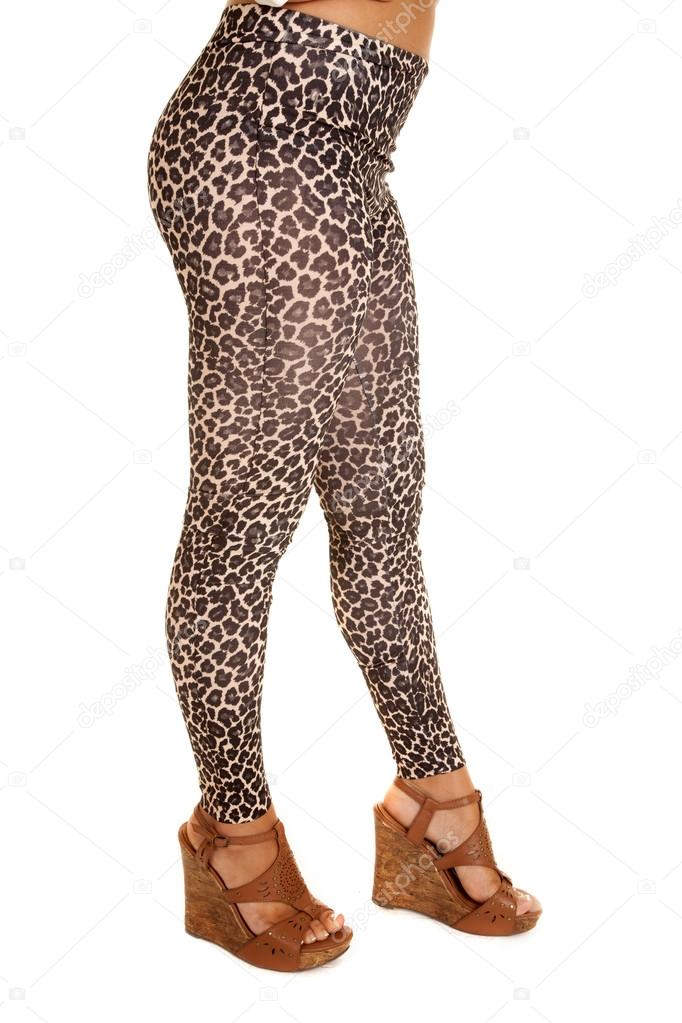 Woman in Leopard leggings