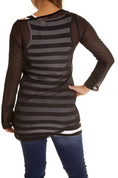Back of black top with stripes — Stock Photo, Image
