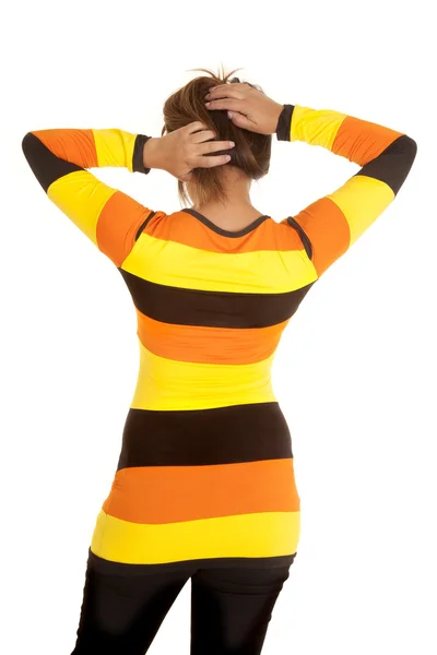 Vrouw candy corn kleur — Stockfoto