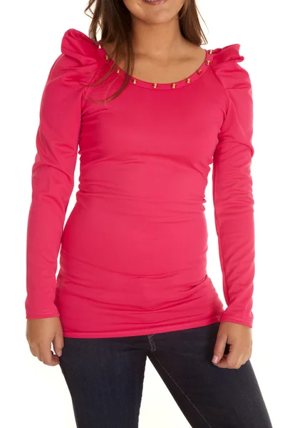 Kadın onu pembe top — Stok fotoğraf