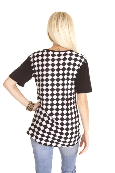 Woman in her checker top — Stock Photo, Image