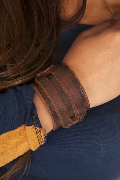 Leather wrist bracelet — Stock Photo, Image