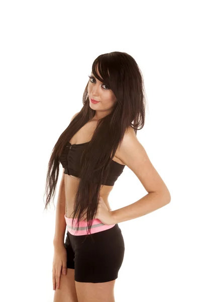 Donna nero e rosa fitness lato anca — Foto Stock