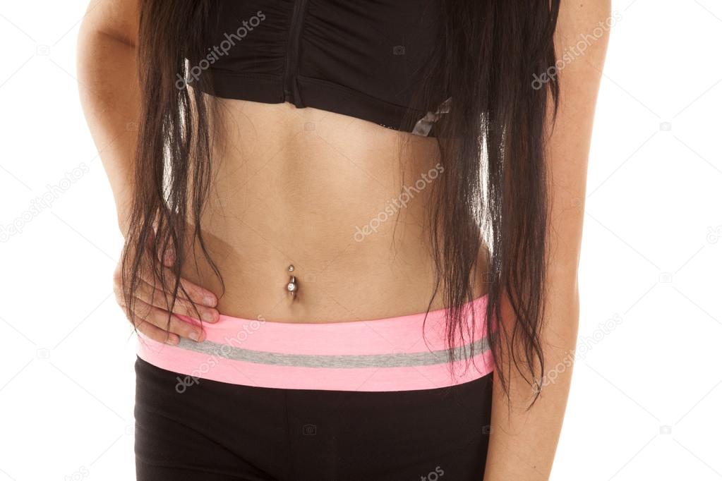 Young pretty woman do breathing exercise. Home sport workout. Healthy  lifestyle. Long blond hair. Female person body. Vacuum yoga belly  gymnastics. Lock abdominal. Nauli active positioin. Abs muscle Stock Photo  | Adobe