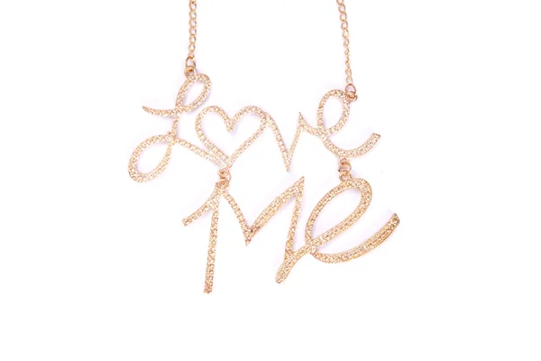 Words love me on necklace — Stock Photo, Image