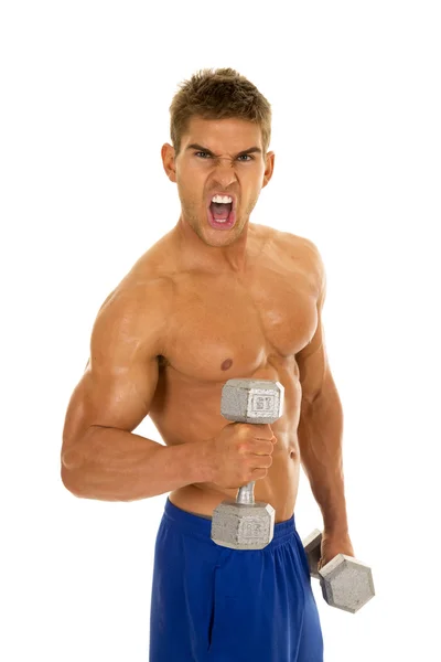 Muscular man doing fitness — Stock Photo, Image