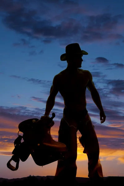 Silhueta de cowboy sem camisa — Fotografia de Stock