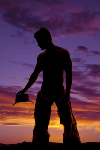 Silueta de vaquero sin camisa — Foto de Stock