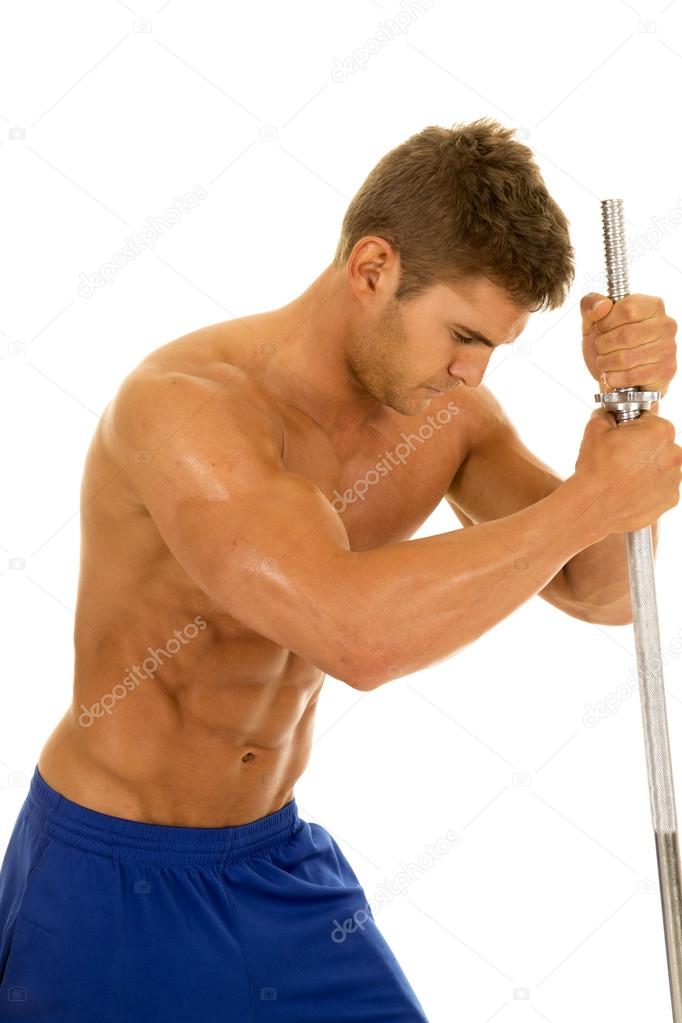 Muscular man doing fitness