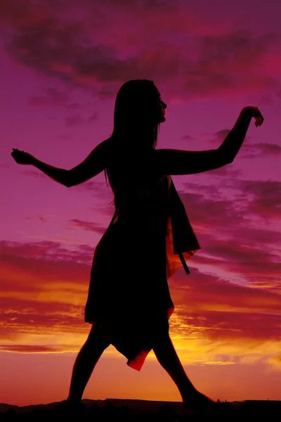 Silhouette of a woman dancing — Stock Photo, Image