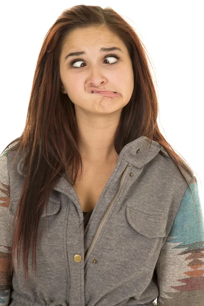 Woman with a funny expression on her face — Stock Photo, Image