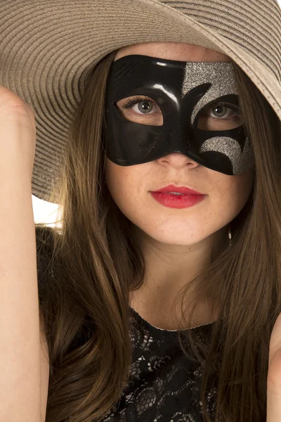 Kvinna bär mask — Stockfoto