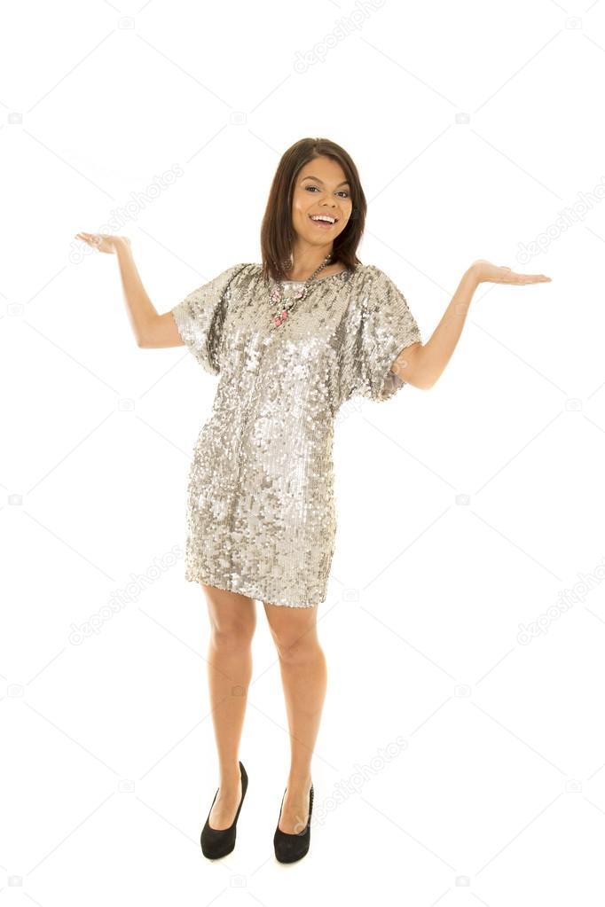 Hawaiian woman  in silver dress