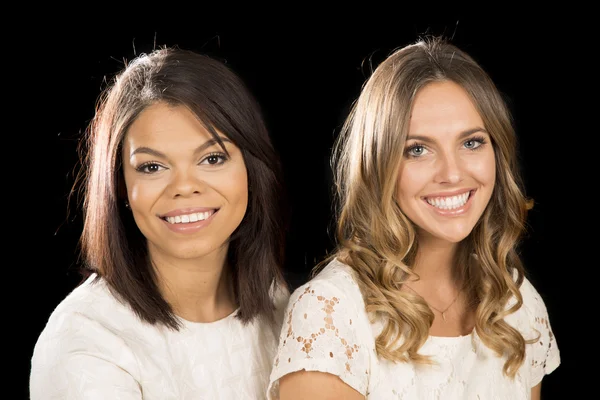 Two women in white dresses — Stock Photo, Image